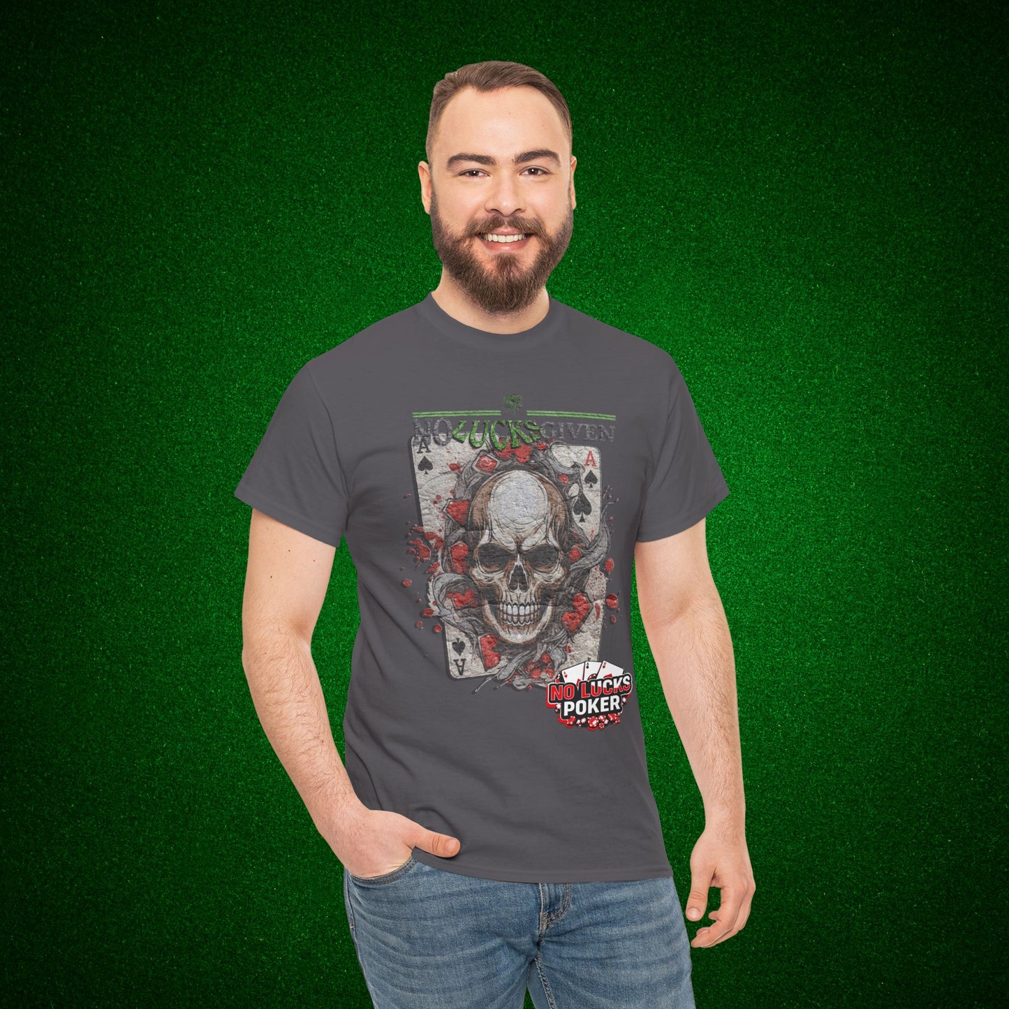 No Lucks Given Skull Breaking thru Ace of Spades T-Shirt Must have Good Luck All-in