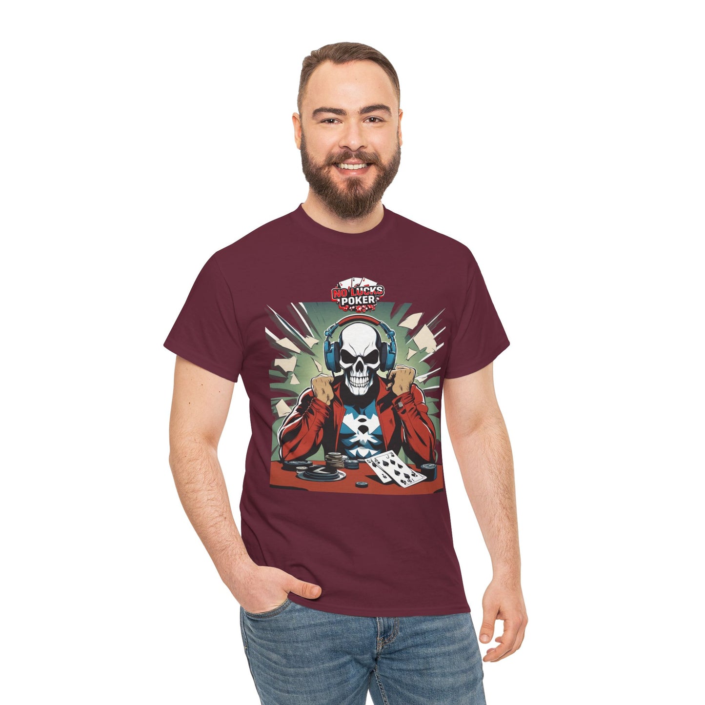 No Lucks Given – Poker Skull w/ Headphones Tee (Hero/Villain Edition)