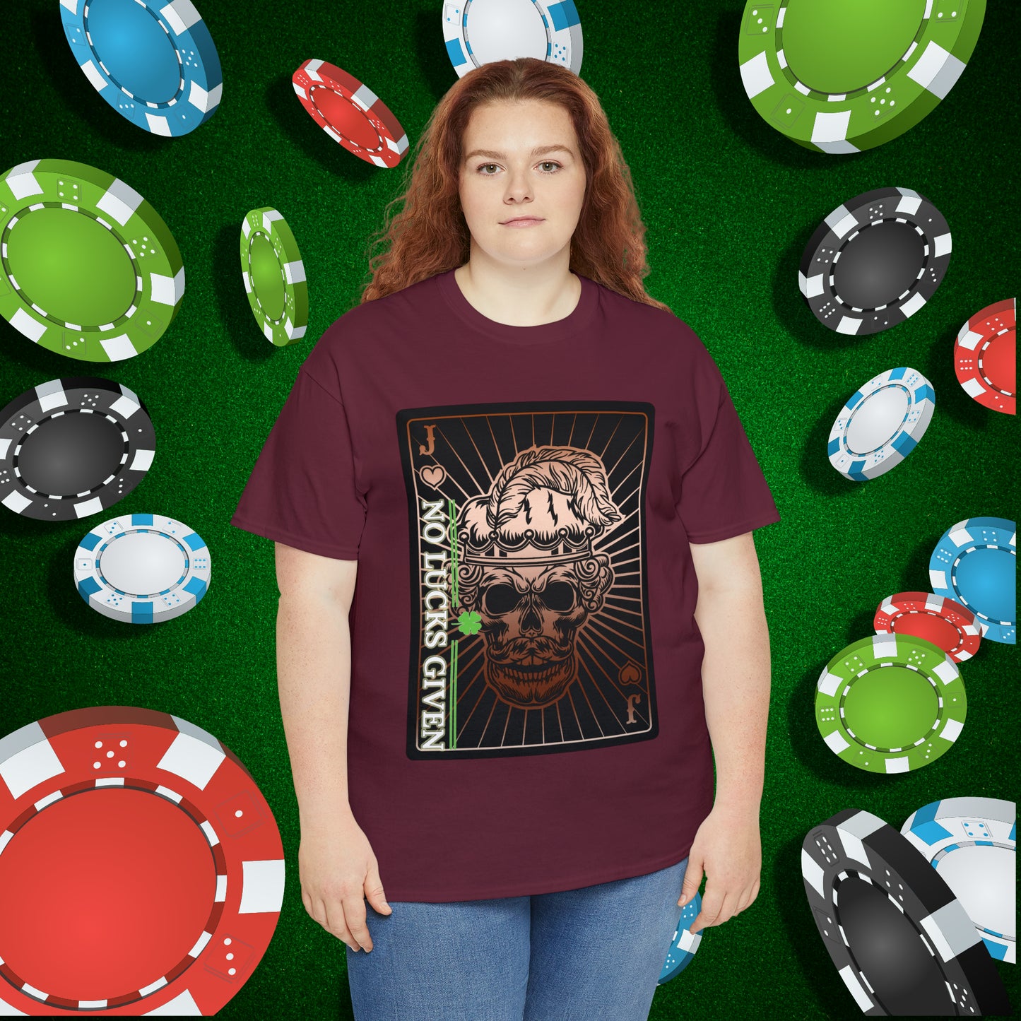 No Lucks Given Angry Jack of Hearts Copper Poker T-Shirt Must have Good Luck All-in