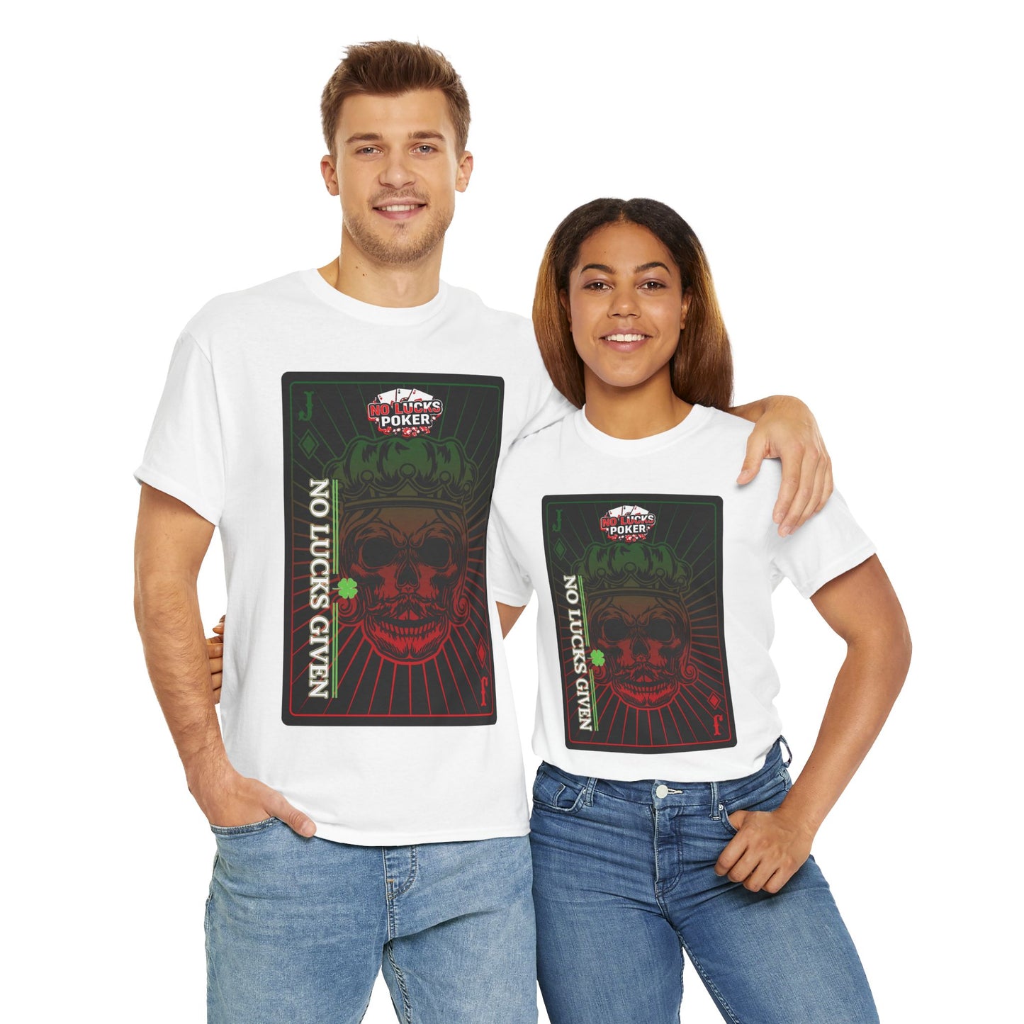 No Lucks Given – Jack Skull Crown Poker Tee (Green & Red Edition)