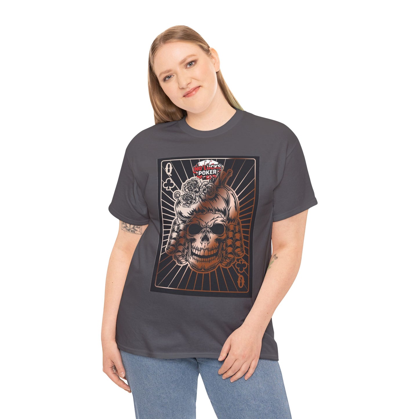 No Lucks Given Angry Queen of Clubs Copper Poker T-Shirt Must have Good Luck All-in