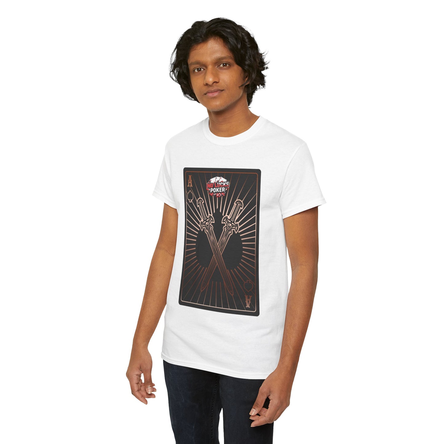No Lucks Given – Ace of Spades & Crossed Swords Poker T-Shirt (Copper Edition)