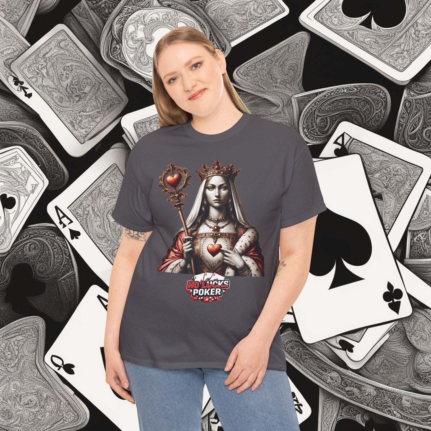 Queen of Hearts Poker T-Shirt | Unisex Heavy Cotton Tee