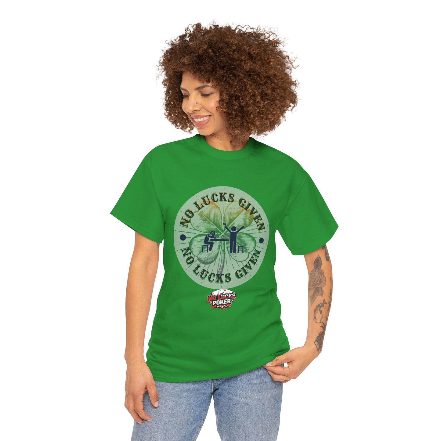 No Lucks Given – Large Clover Poker T-Shirt | Skill Over Luck