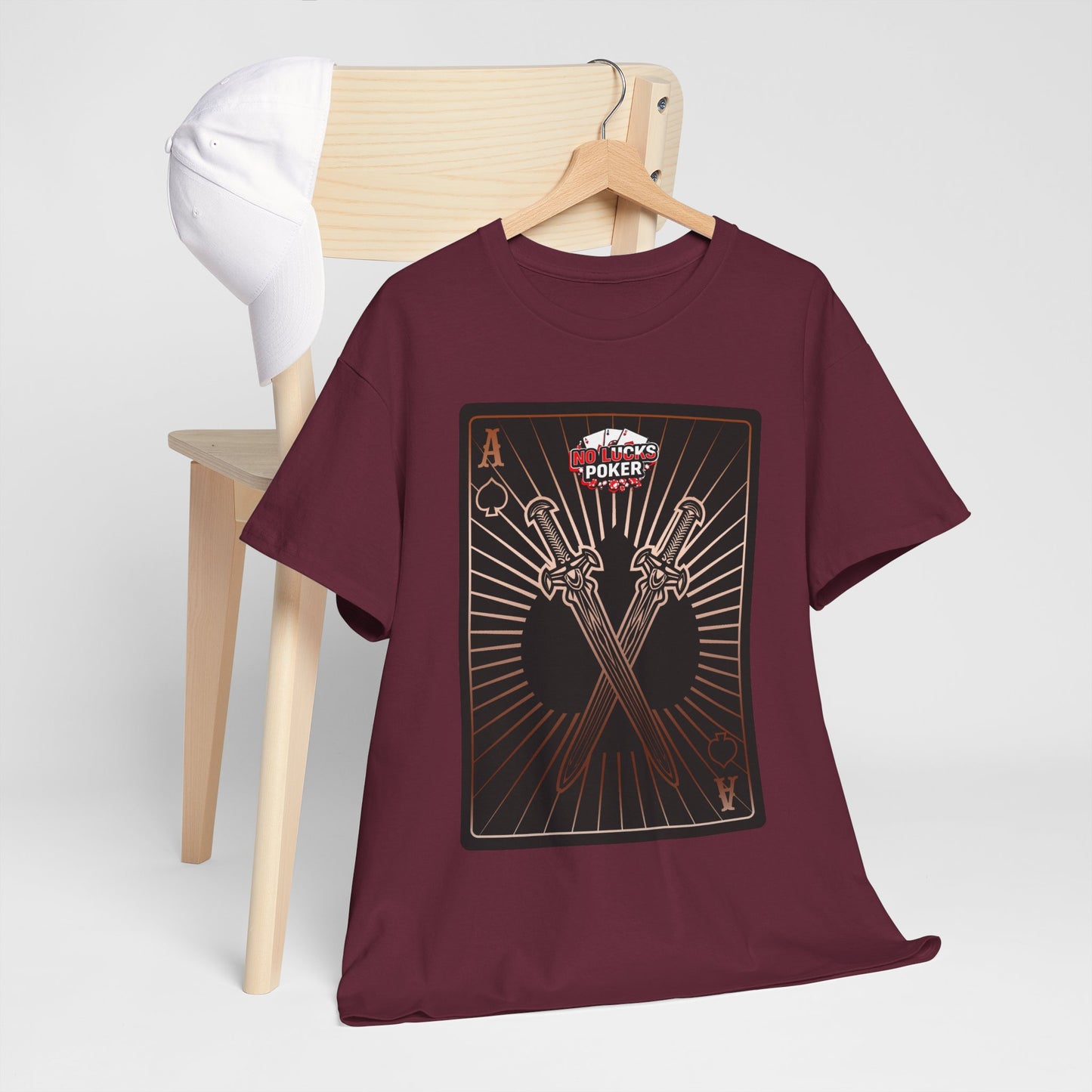 No Lucks Given – Ace of Spades & Crossed Swords Poker T-Shirt (Copper Edition)