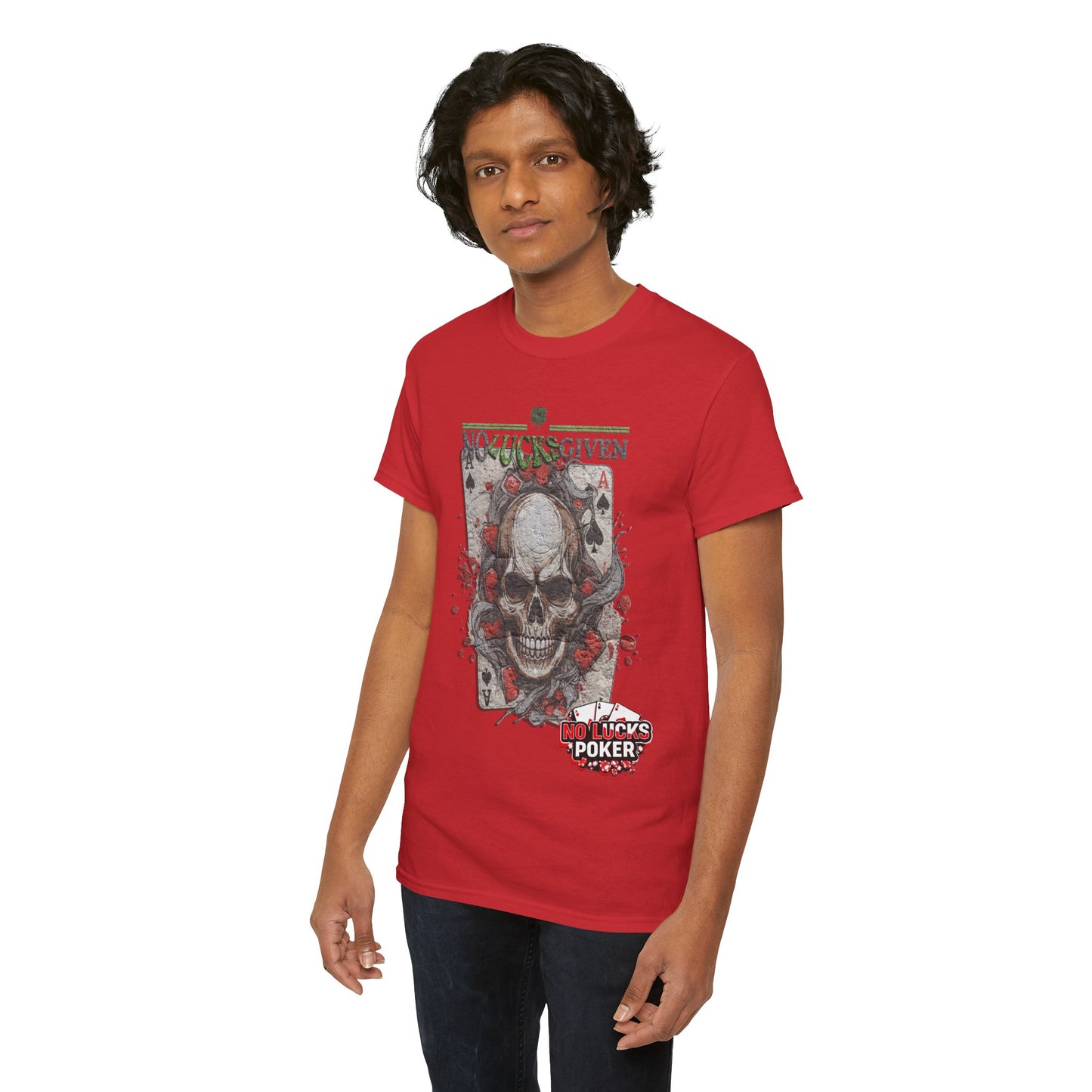 No Lucks Given Skull Breaking thru Ace of Spades T-Shirt Must have Good Luck All-in