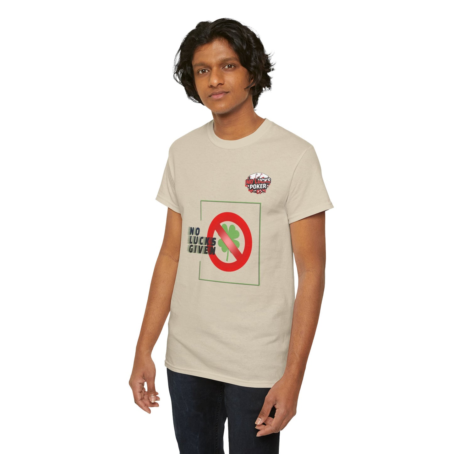 No Lucks Given Large Clover Poker T-Shirt Good Luck All-in