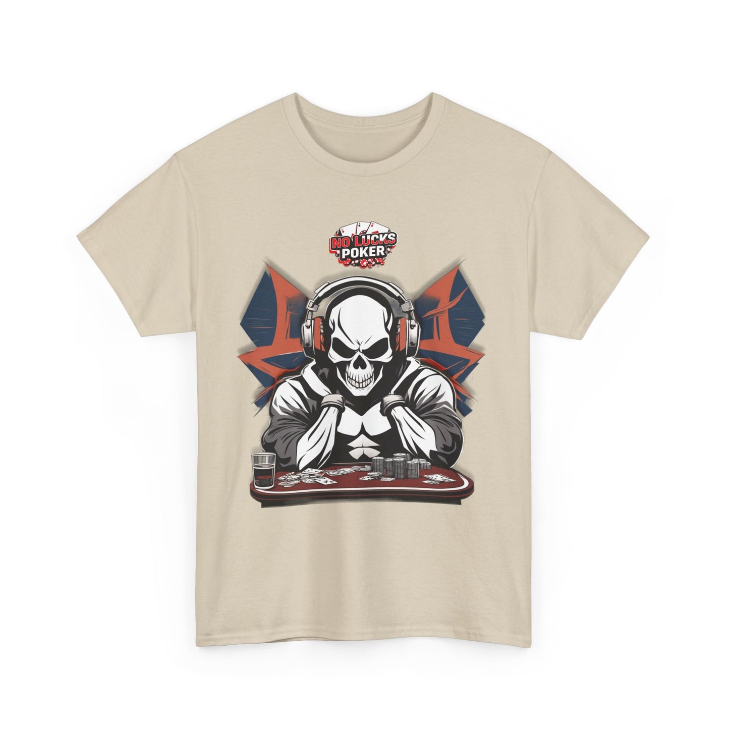 No Lucks Given – Hero/Villain Poker Skull Tee (Headphones Edition)