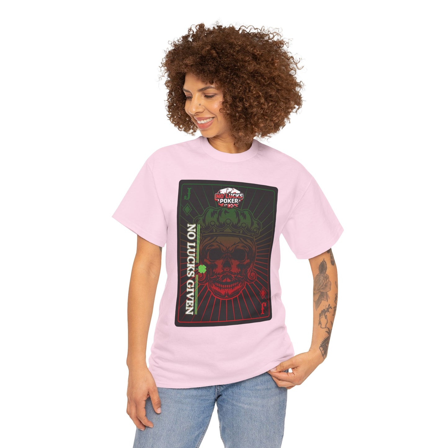 No Lucks Given – Jack Skull Crown Poker Tee (Green & Red Edition)