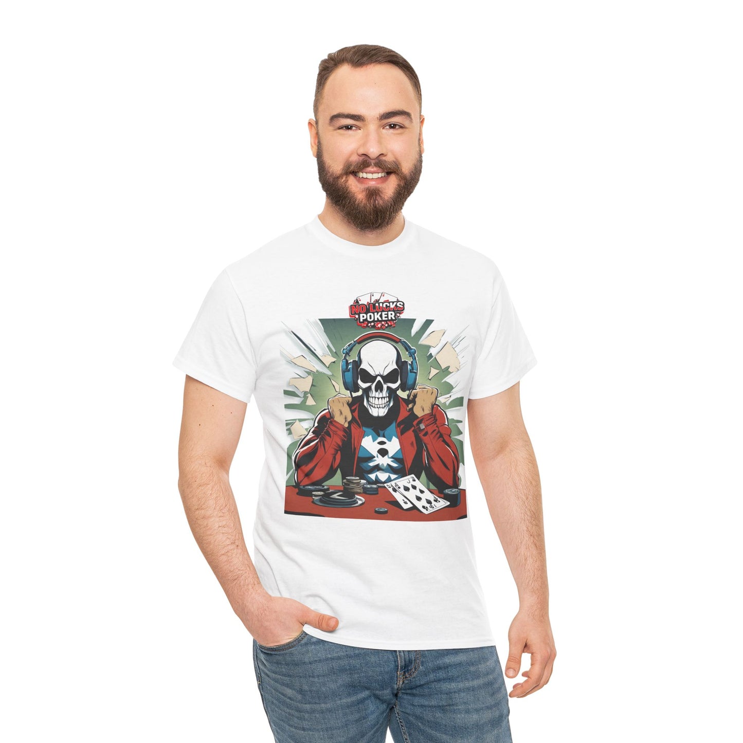 No Lucks Given – Poker Skull w/ Headphones Tee (Hero/Villain Edition)