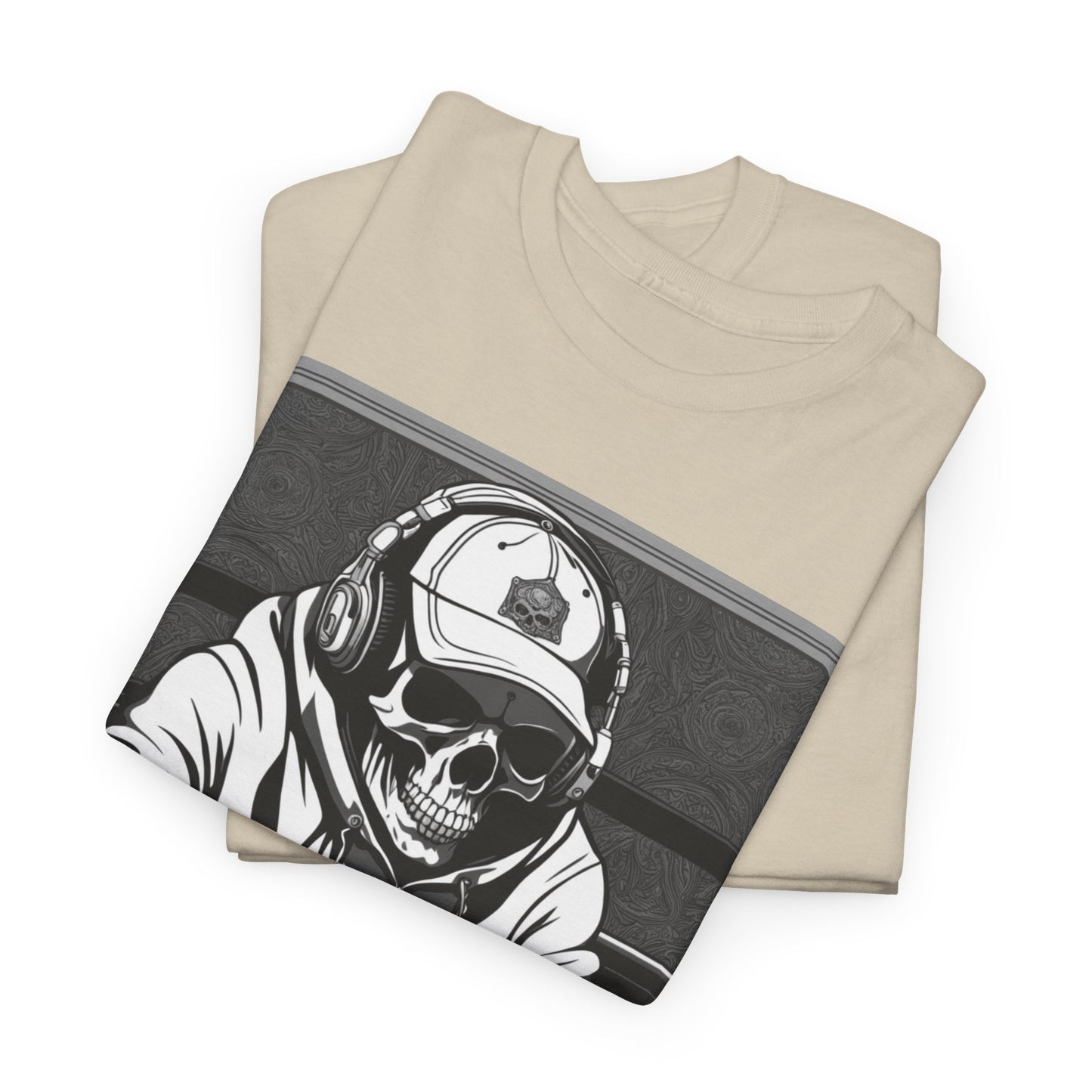 Poker Skull in hoodie and headphones unisex heavy cotton T-shirt No Lucks Given