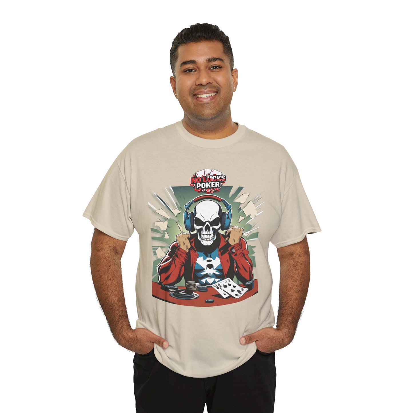 No Lucks Given – Poker Skull w/ Headphones Tee (Hero/Villain Edition)
