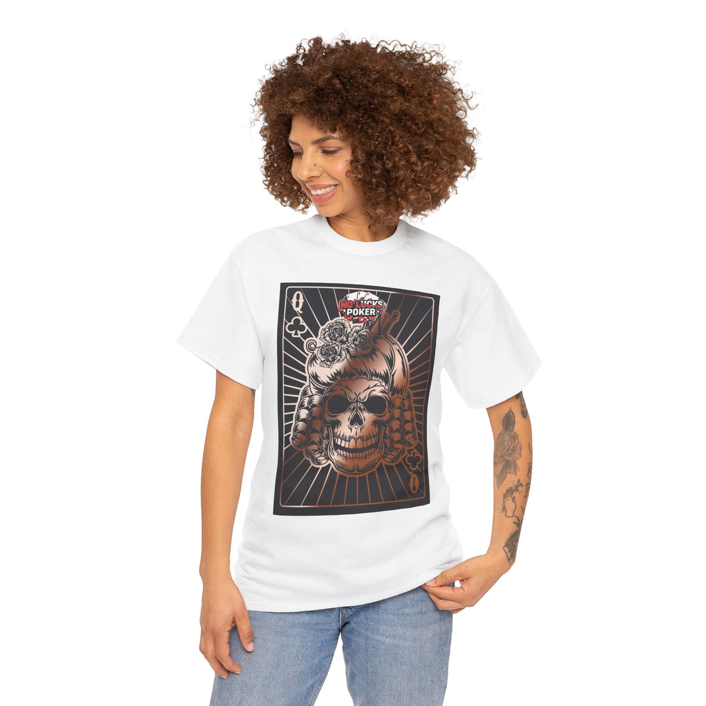 No Lucks Given Angry Queen of Clubs Copper Poker T-Shirt Must have Good Luck All-in