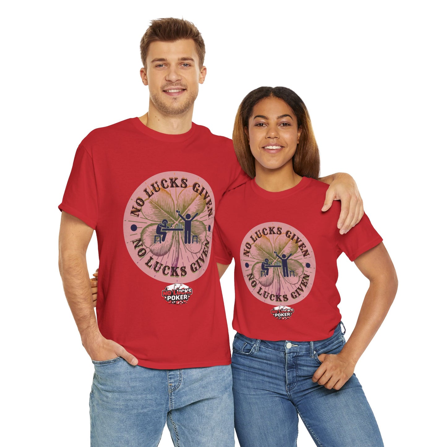 No Lucks Given – Large Clover Poker T-Shirt | Skill Over Luck