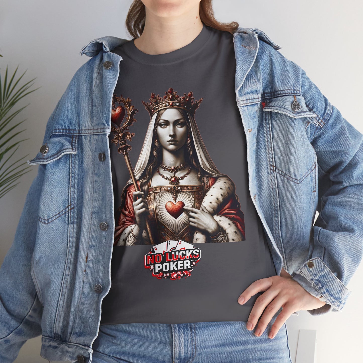 Queen of Hearts Poker T-Shirt | Unisex Heavy Cotton Tee