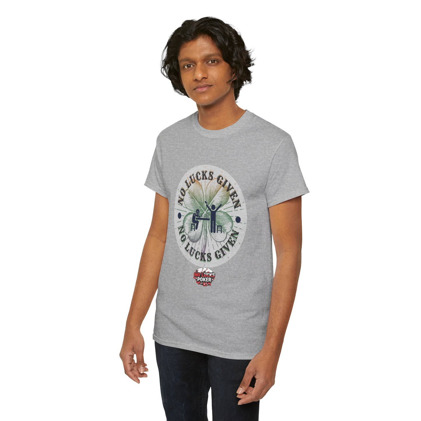 No Lucks Given – Large Clover Poker T-Shirt | Skill Over Luck