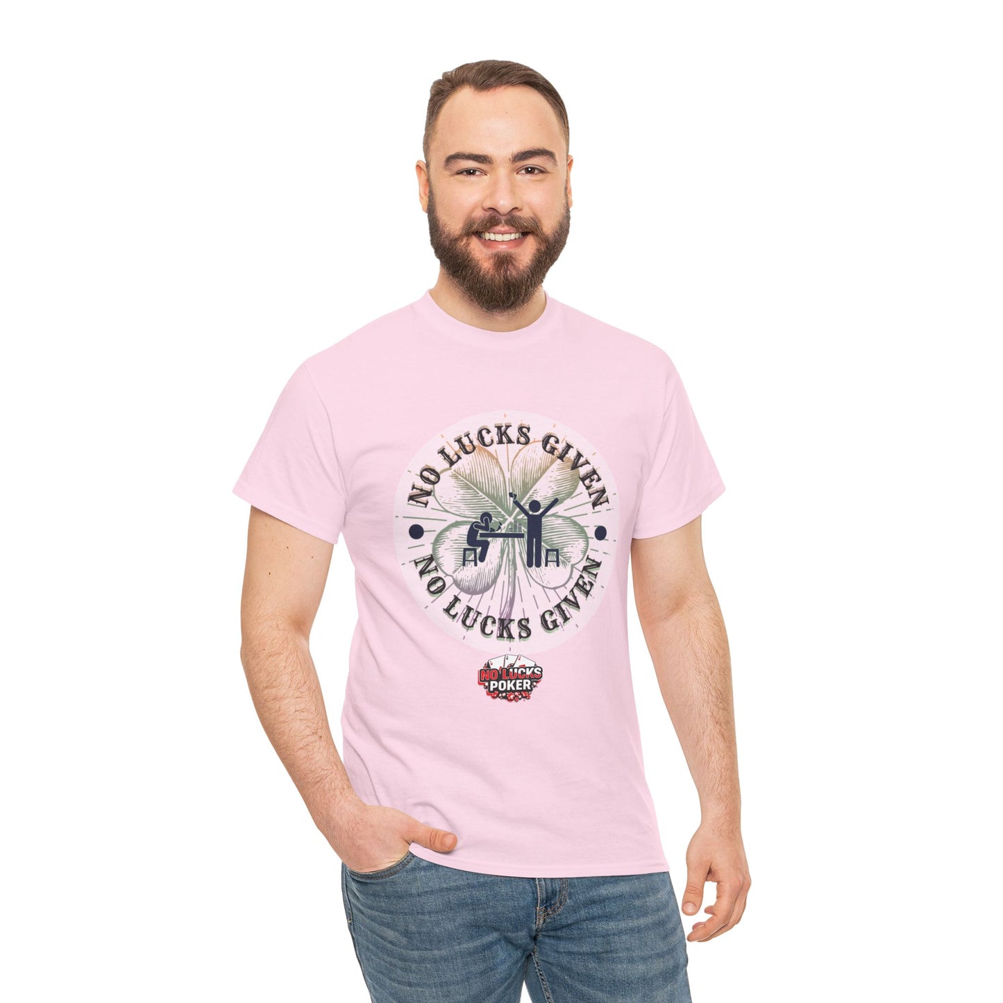 No Lucks Given – Large Clover Poker T-Shirt | Skill Over Luck