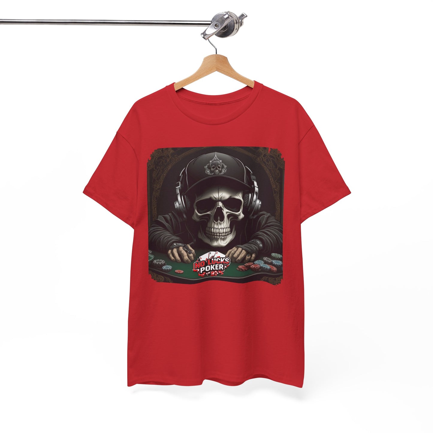 No Lucks Given – Hoodie Skull & Headphones Poker Tee