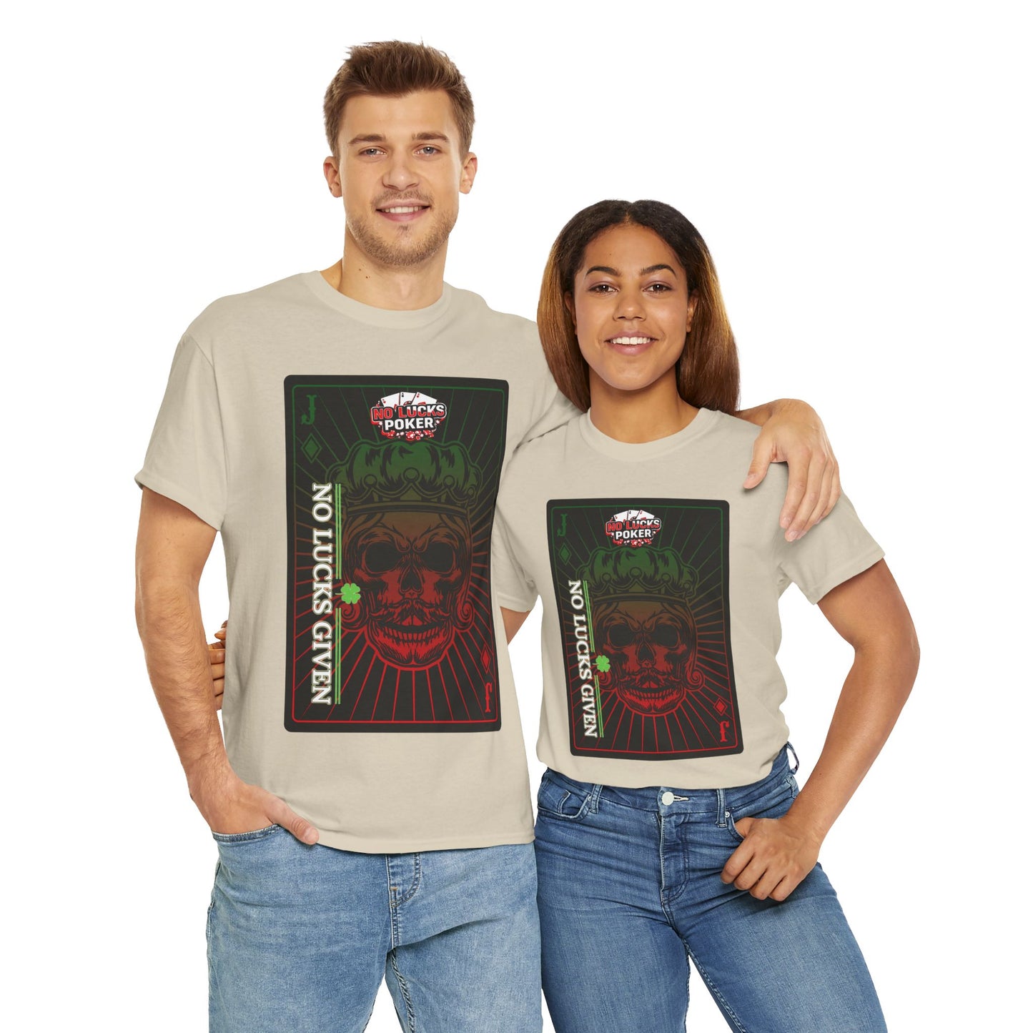 No Lucks Given – Jack Skull Crown Poker Tee (Green & Red Edition)