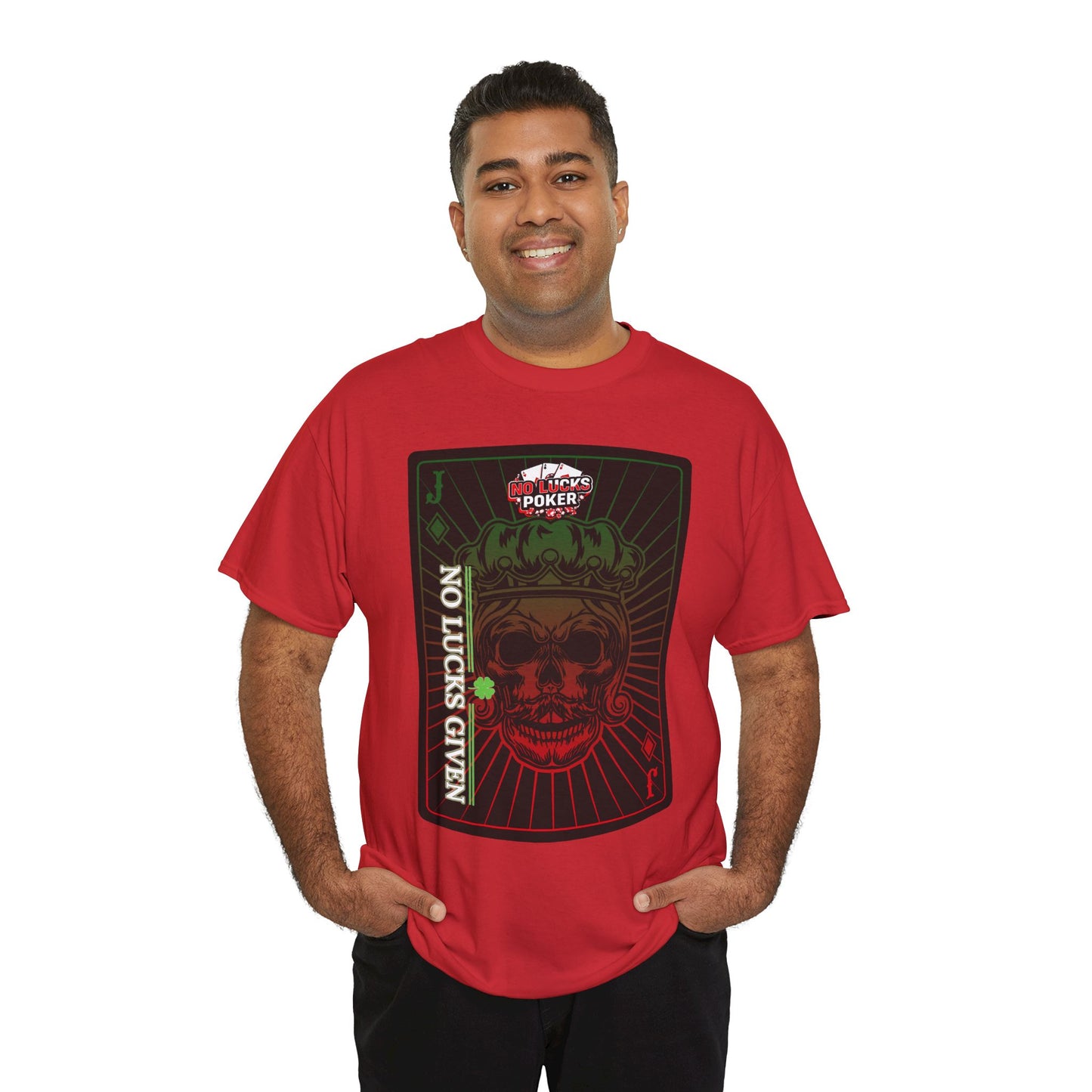 No Lucks Given – Jack Skull Crown Poker Tee (Green & Red Edition)