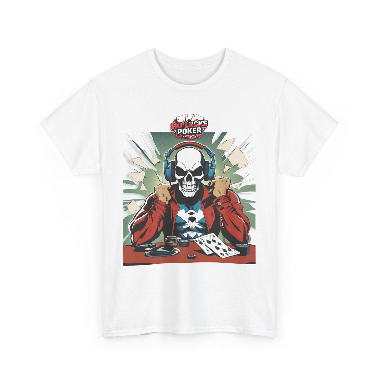No Lucks Given – Poker Skull w/ Headphones Tee (Hero/Villain Edition)