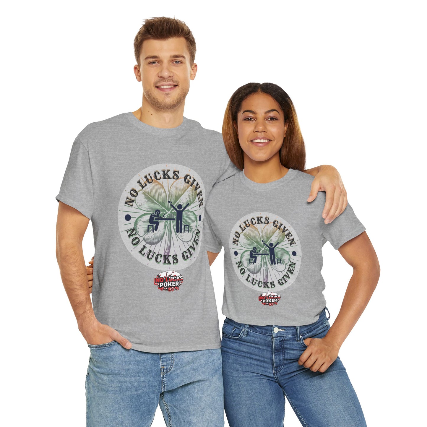 No Lucks Given – Large Clover Poker T-Shirt | Skill Over Luck