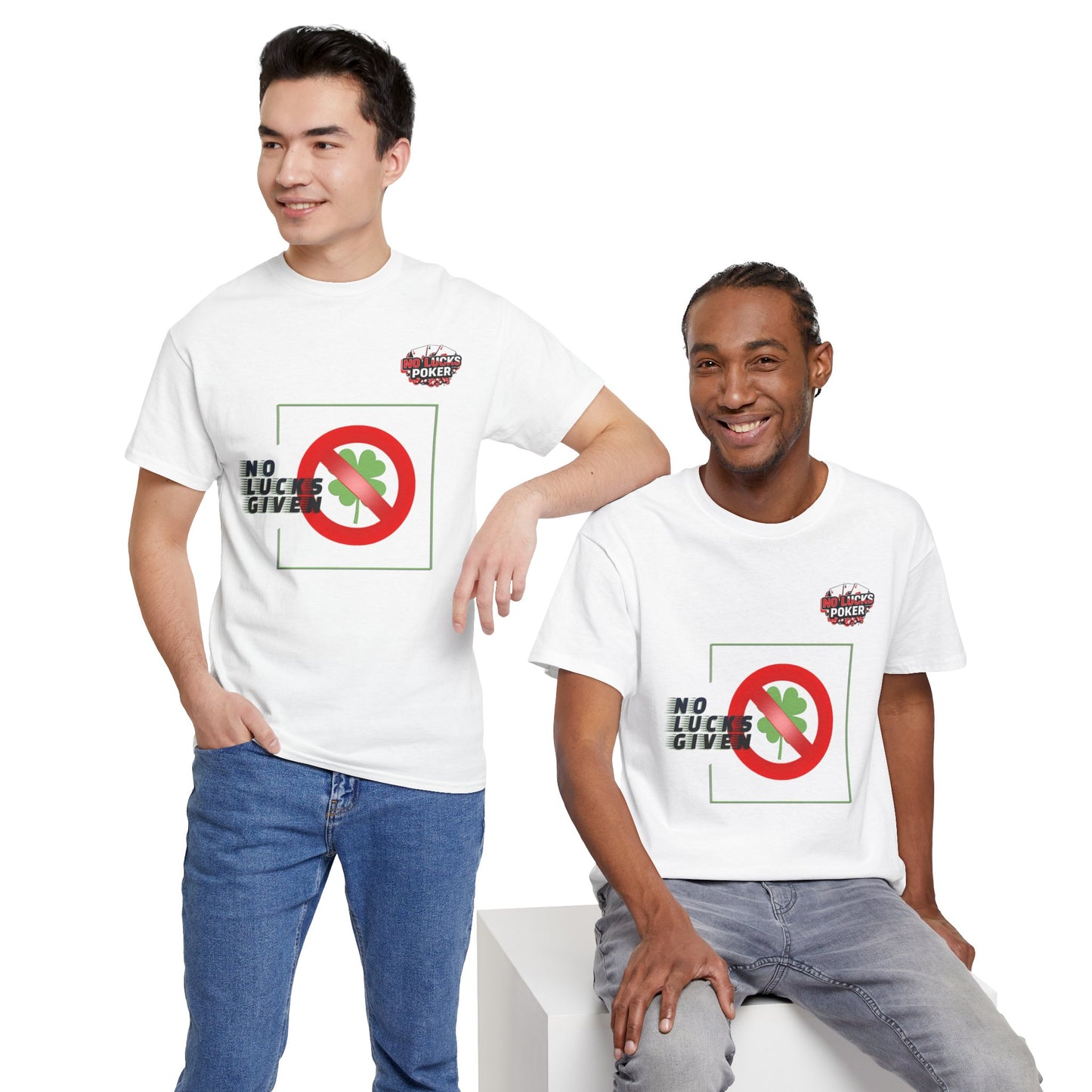 No Lucks Given Large Clover Poker T-Shirt Good Luck All-in