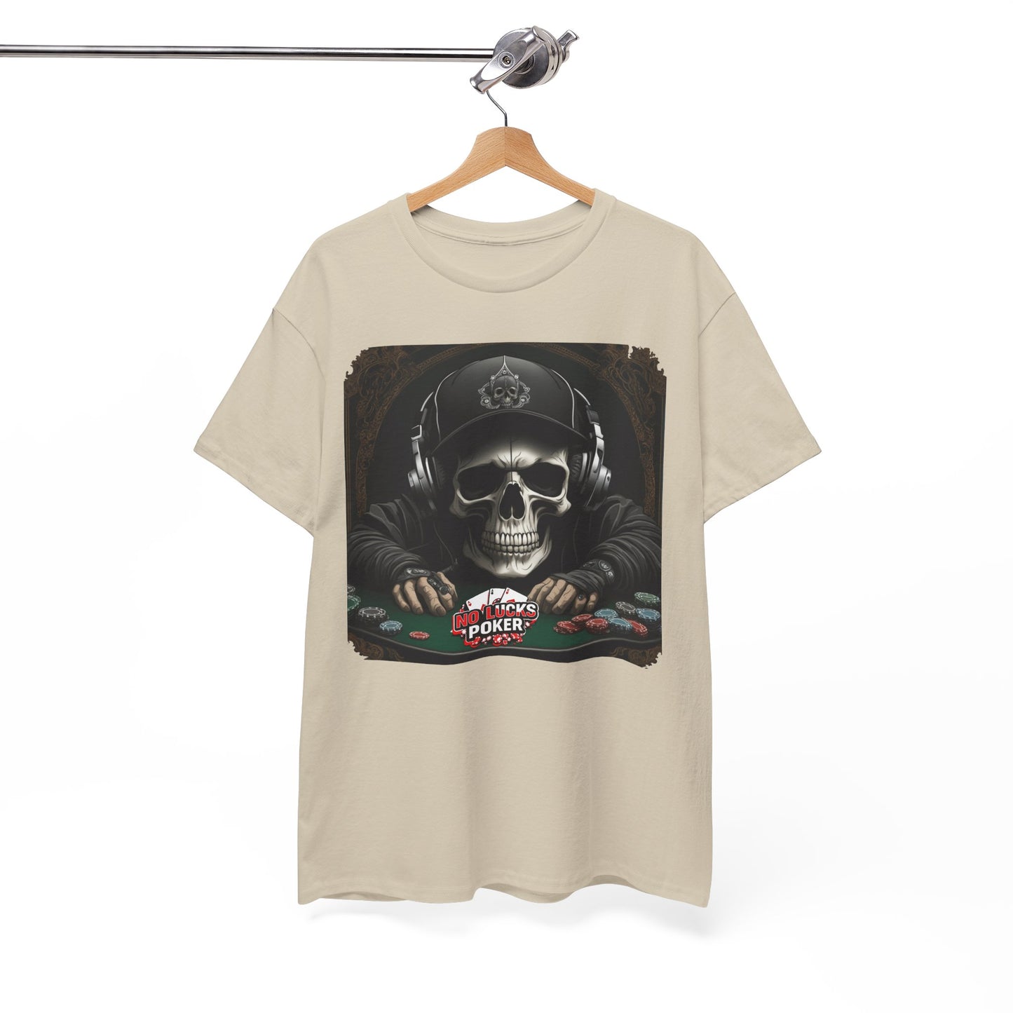 No Lucks Given – Hoodie Skull & Headphones Poker Tee