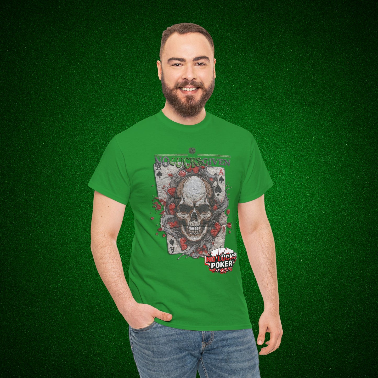 No Lucks Given Skull Breaking thru Ace of Spades T-Shirt Must have Good Luck All-in