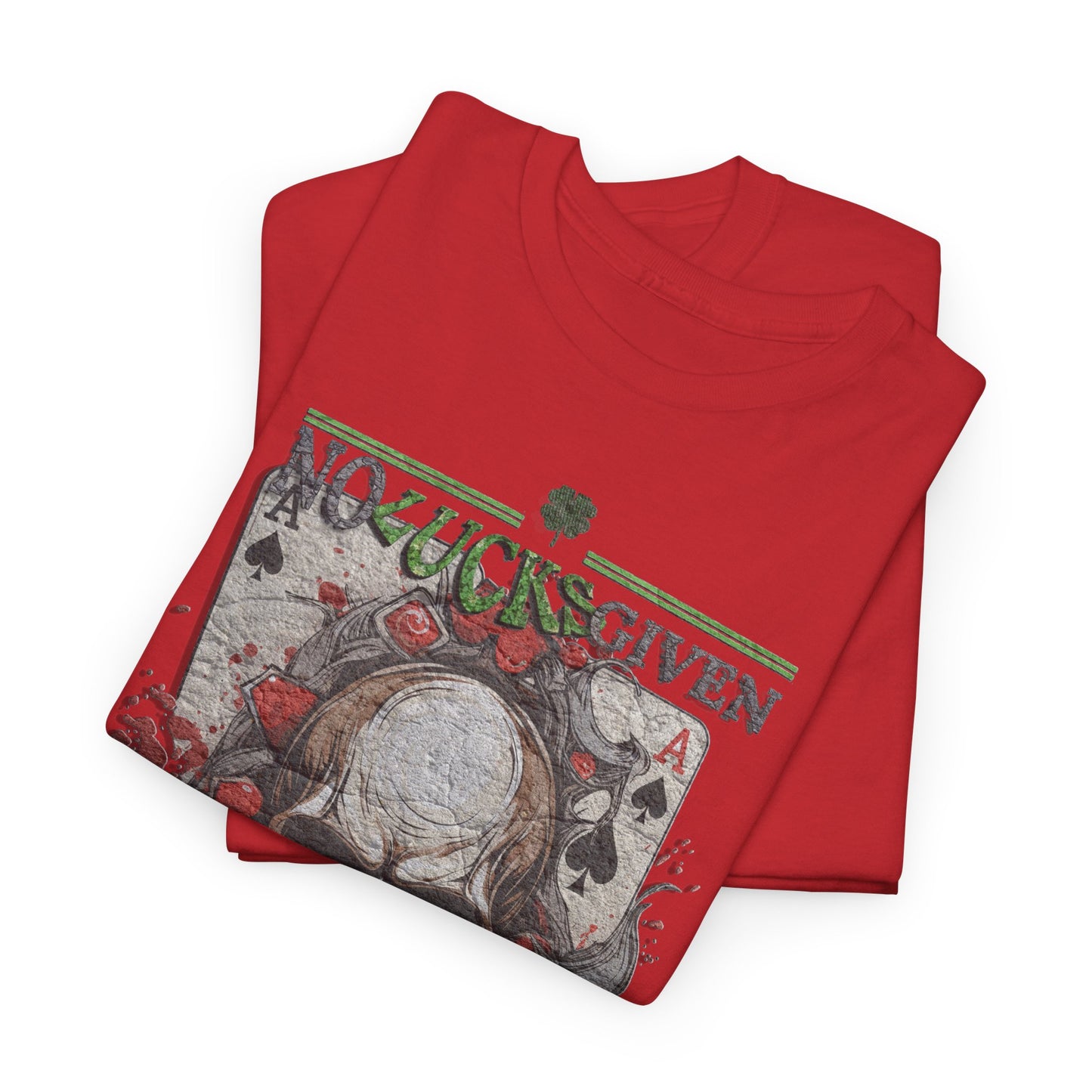 No Lucks Given Skull Breaking thru Ace of Spades T-Shirt Must have Good Luck All-in