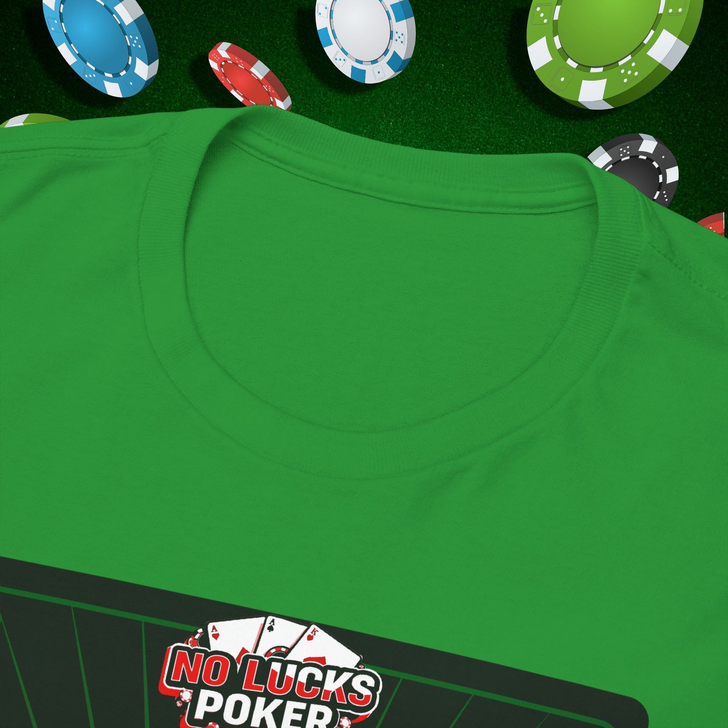 No Lucks Given Royal Skull King of Diamonds Red and Green Poker T-Shirt Must have Good Luck All-in