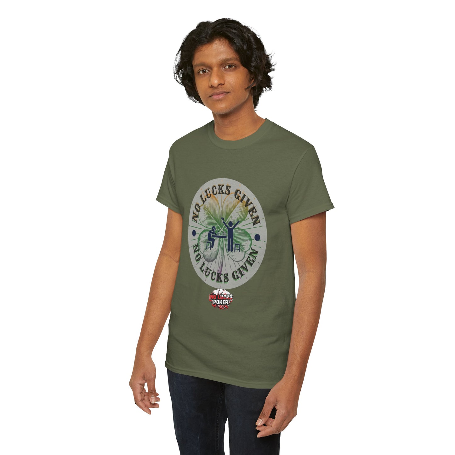 No Lucks Given – Large Clover Poker T-Shirt | Skill Over Luck