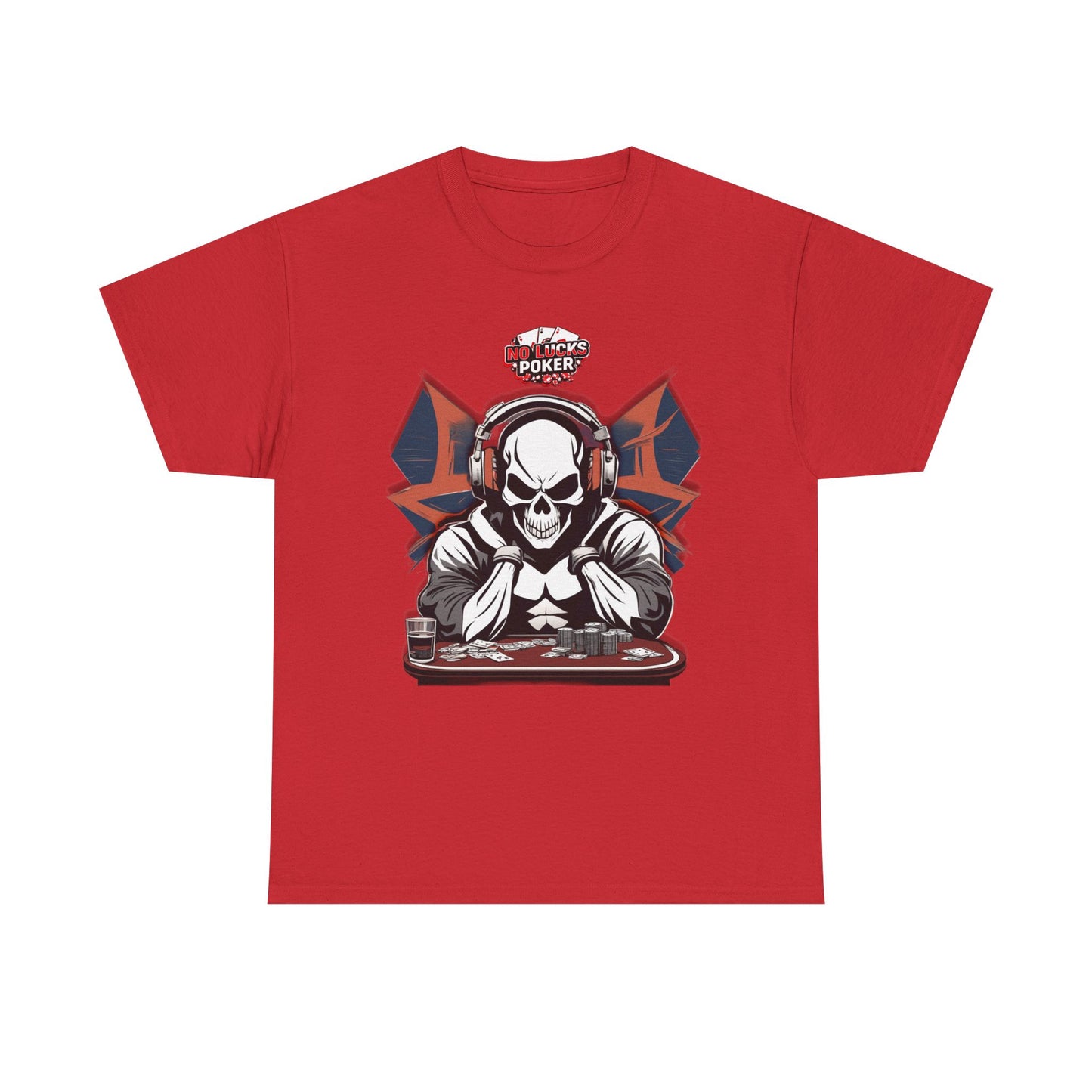 No Lucks Given – Hero/Villain Poker Skull Tee (Headphones Edition)