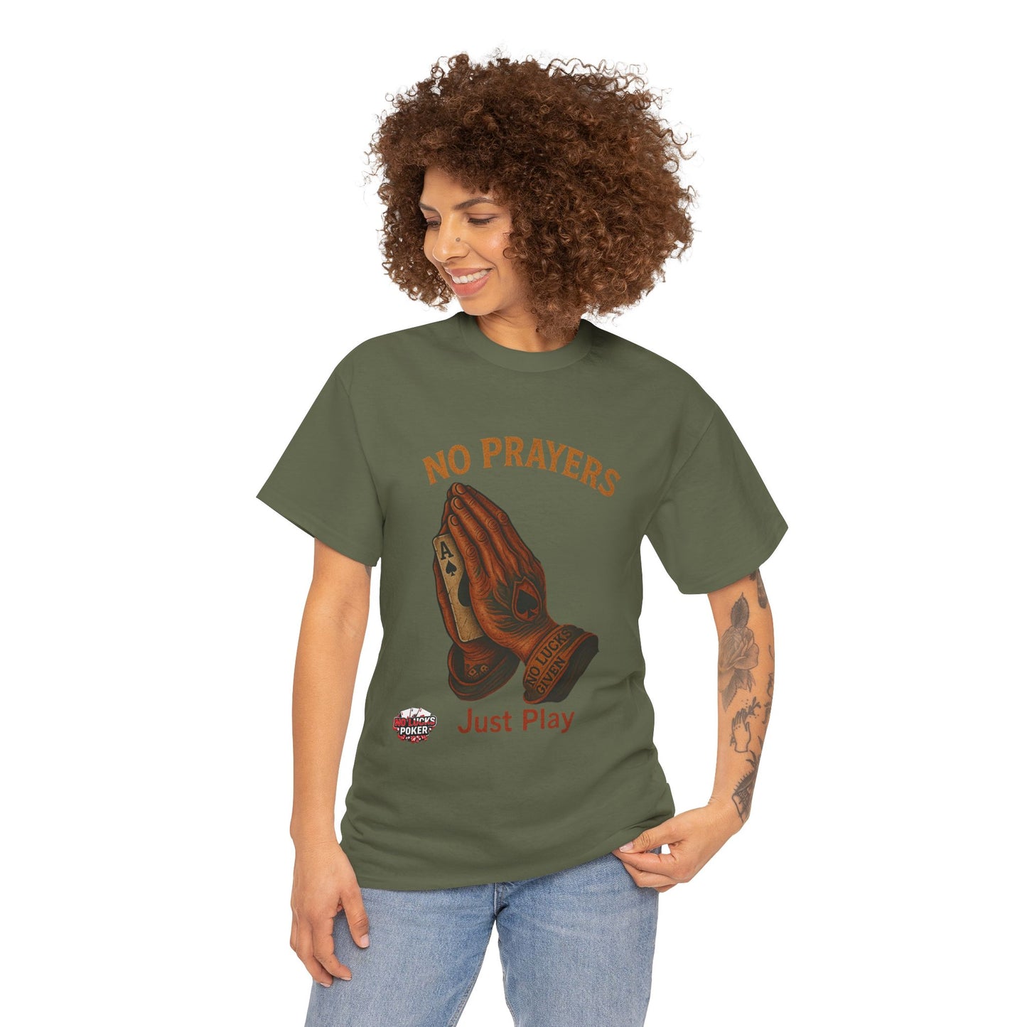 No Prayers Just Play Poker T-Shirt | Zero Lucks – Skill Over Superstition