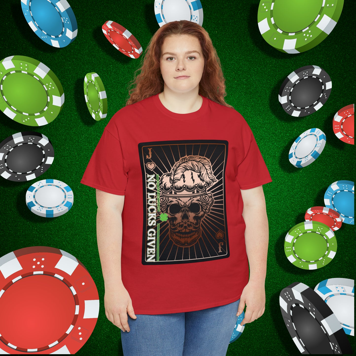 No Lucks Given Angry Jack of Hearts Copper Poker T-Shirt Must have Good Luck All-in