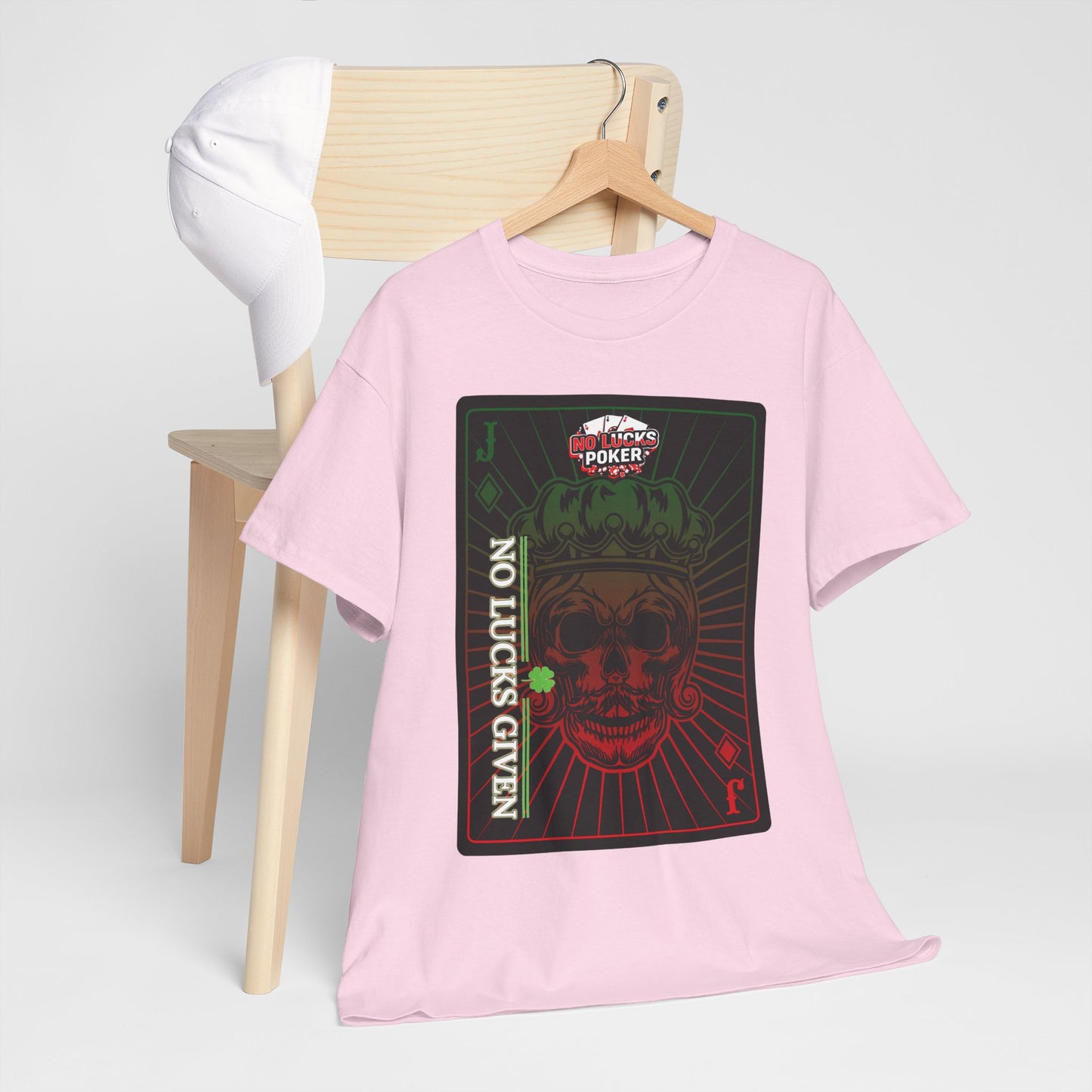 No Lucks Given – Jack Skull Crown Poker Tee (Green & Red Edition)