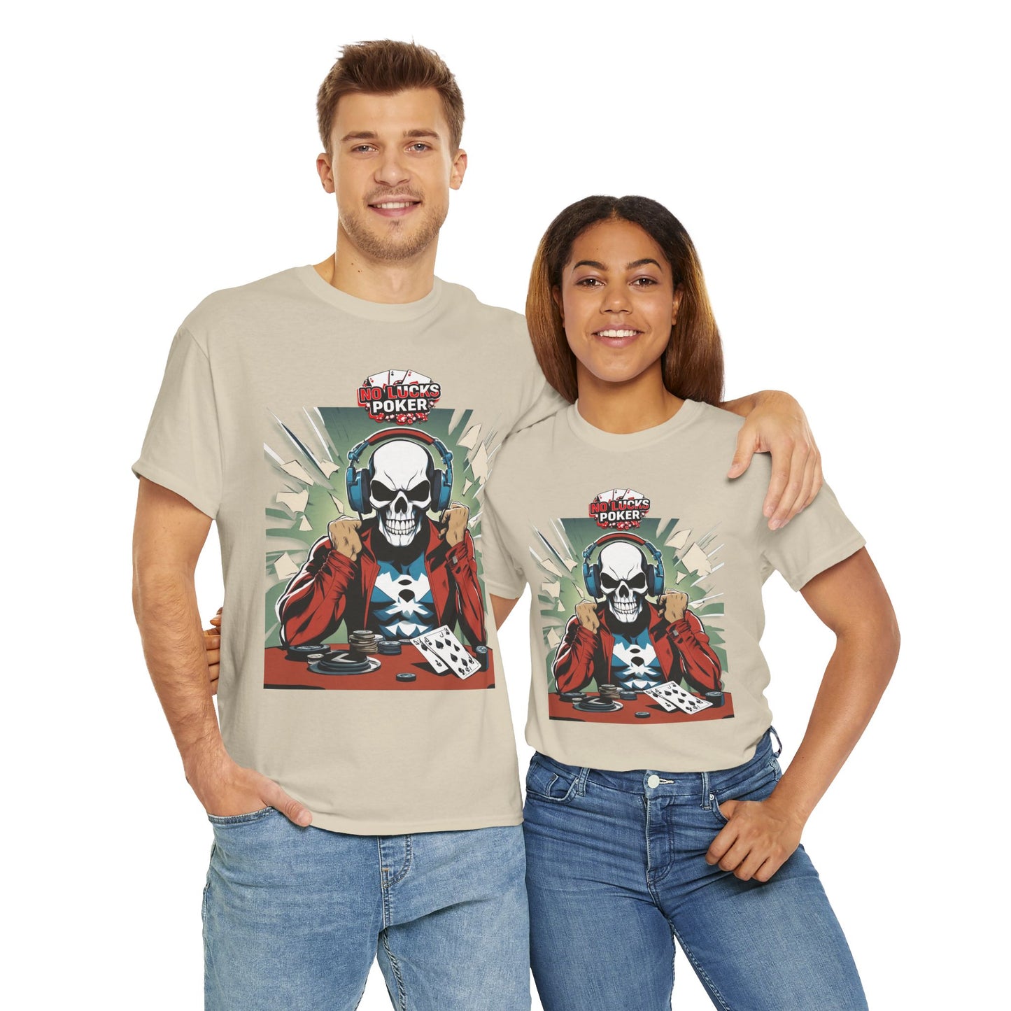 No Lucks Given – Poker Skull w/ Headphones Tee (Hero/Villain Edition)