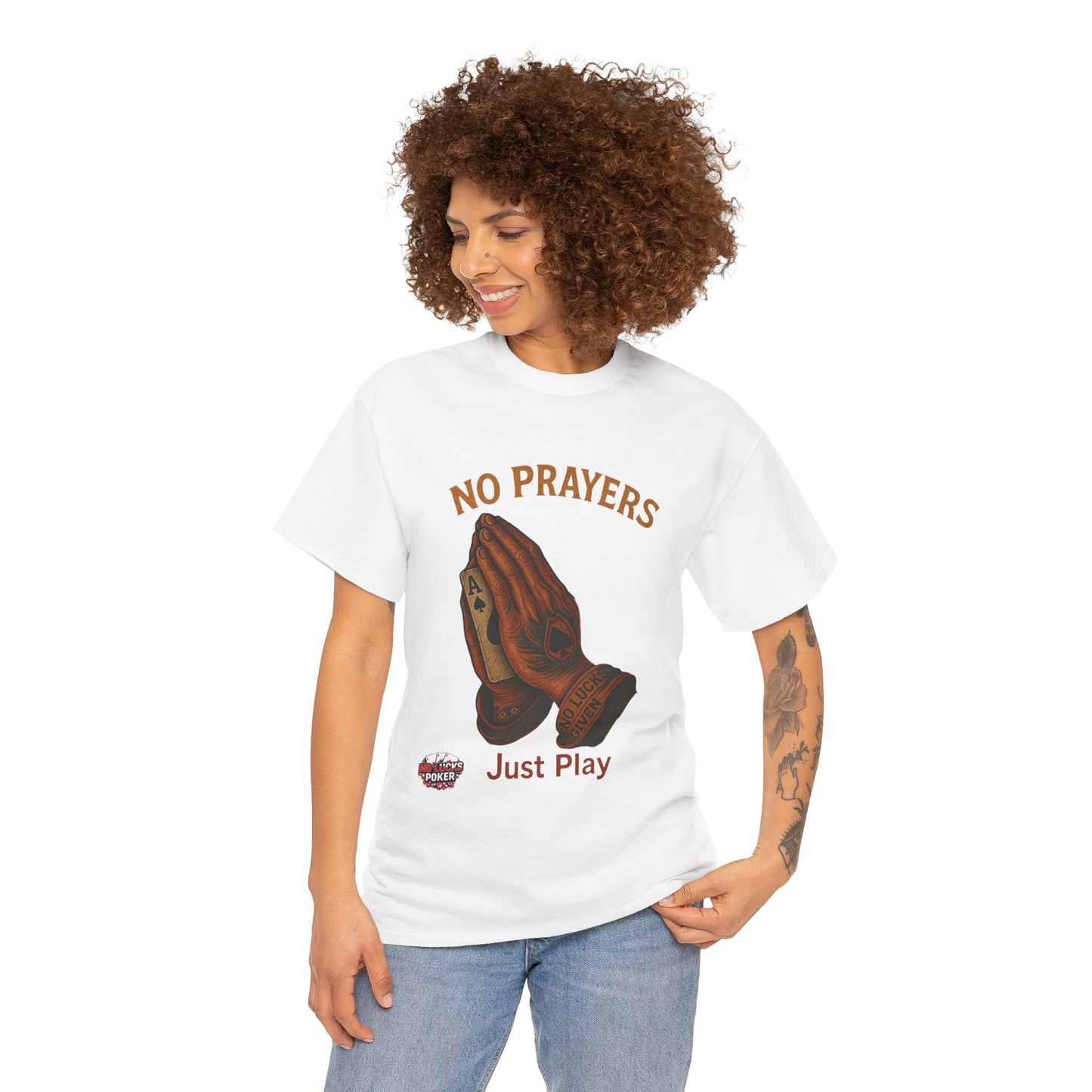No Prayers Just Play Poker T-Shirt | Zero Lucks – Skill Over Superstition