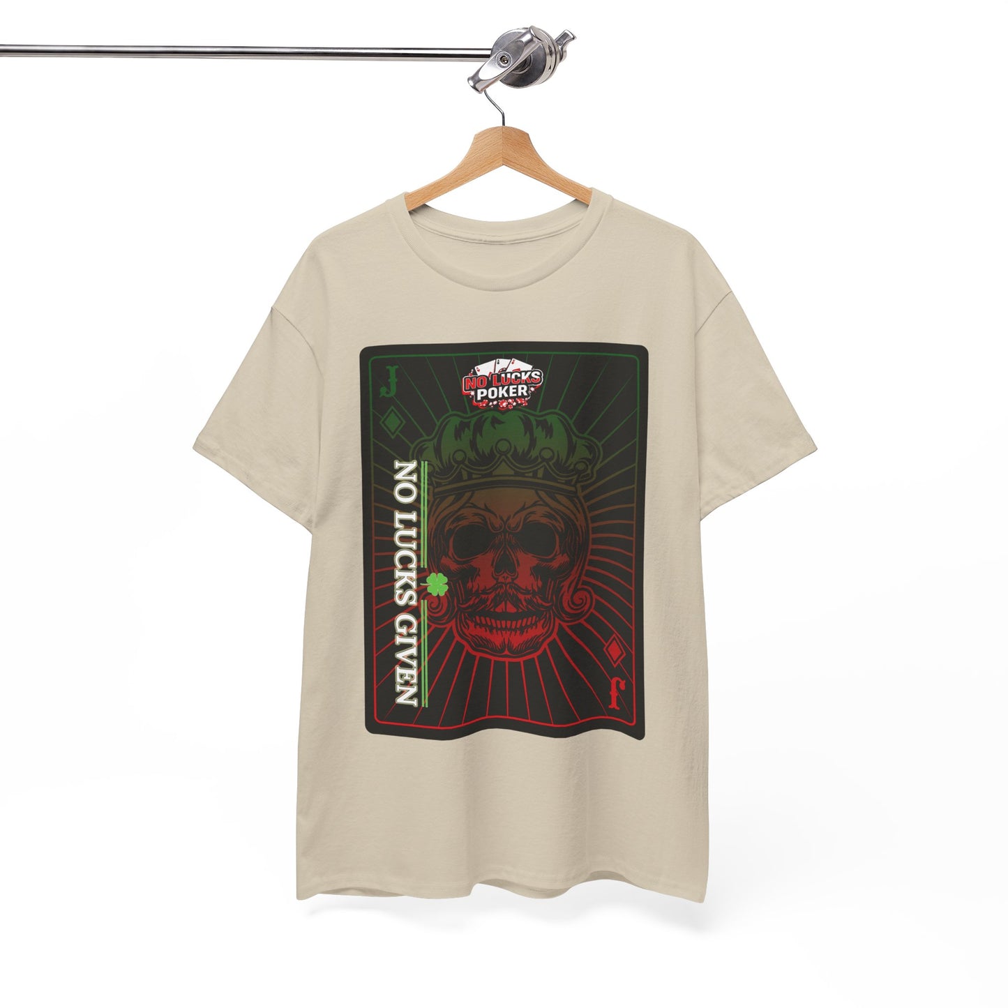 No Lucks Given – Jack Skull Crown Poker Tee (Green & Red Edition)