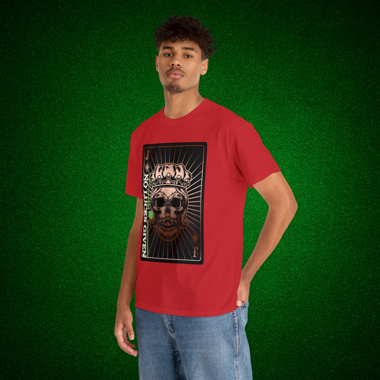 No Lucks Given Jack Skull in Crown of Diamonds Copper Poker T-Shirt Must have Good Luck All-in