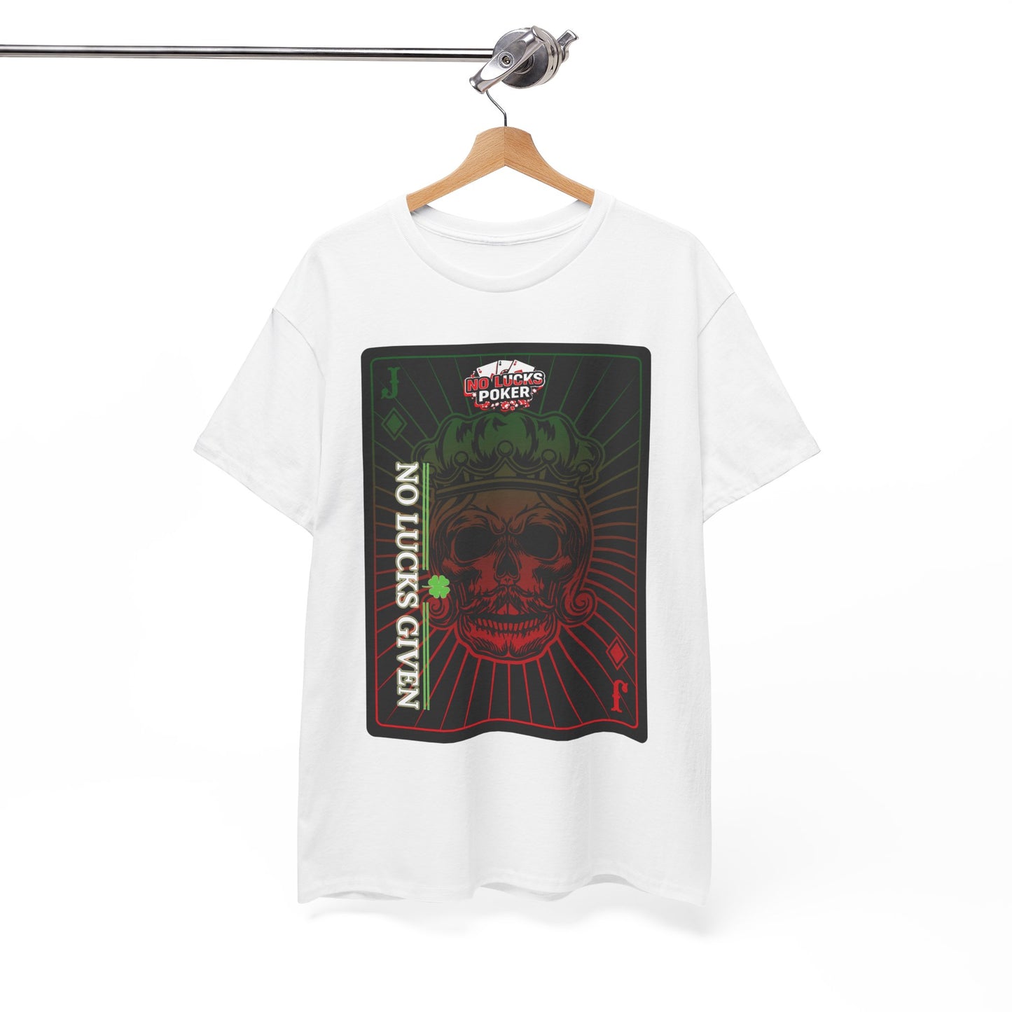 No Lucks Given – Jack Skull Crown Poker Tee (Green & Red Edition)
