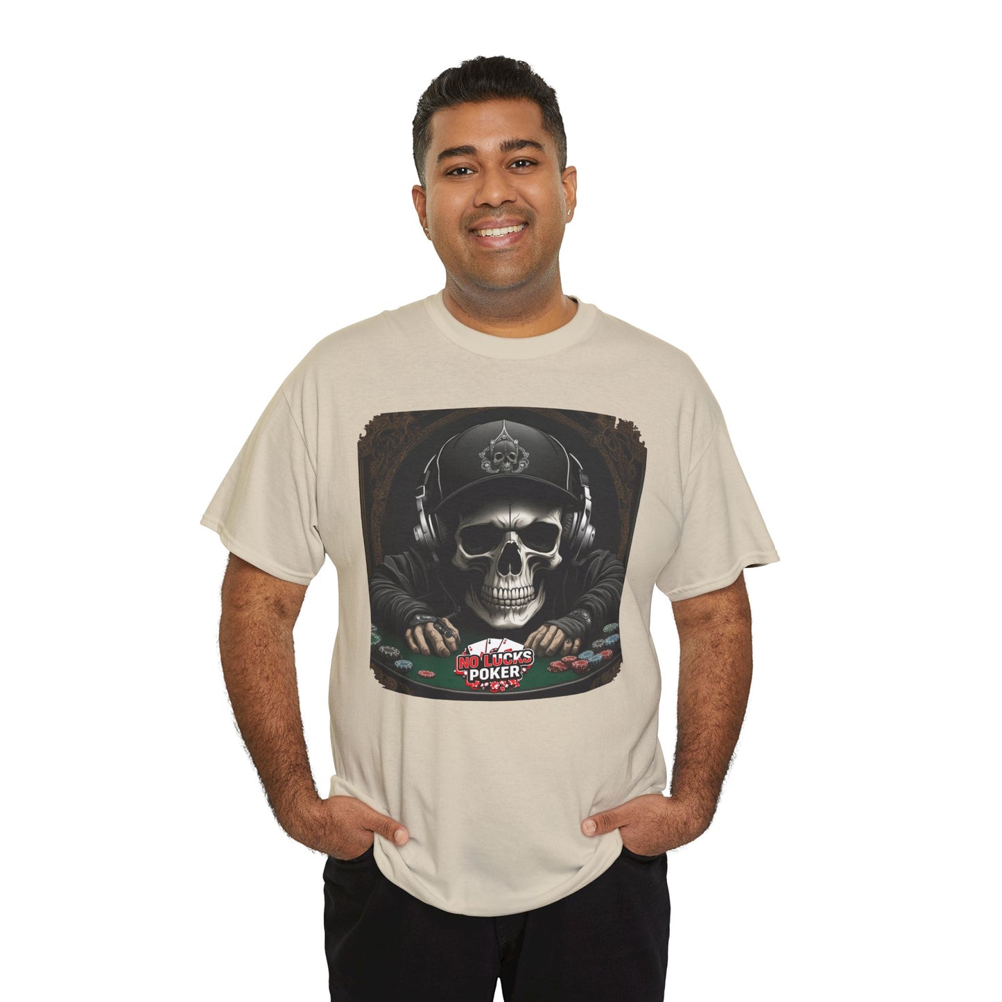 No Lucks Given – Hoodie Skull & Headphones Poker Tee