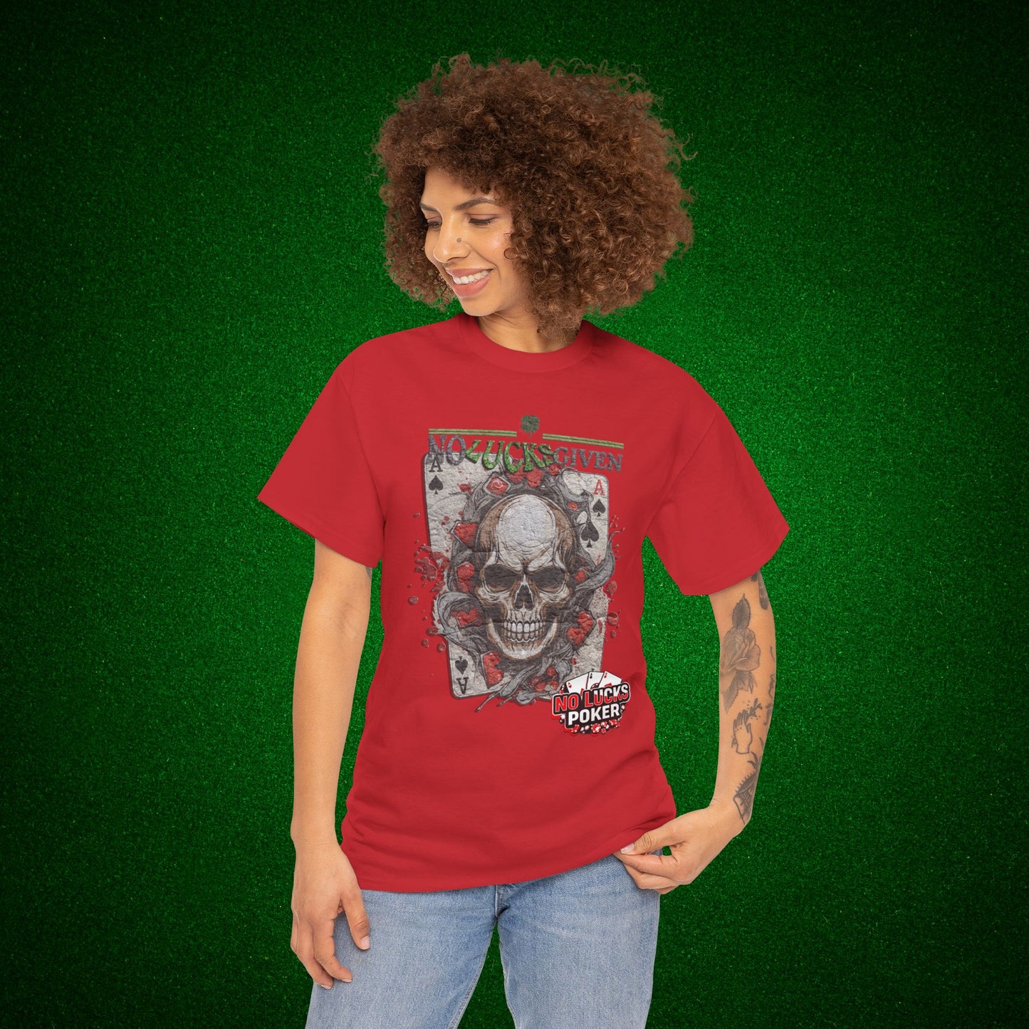No Lucks Given Skull Breaking thru Ace of Spades T-Shirt Must have Good Luck All-in