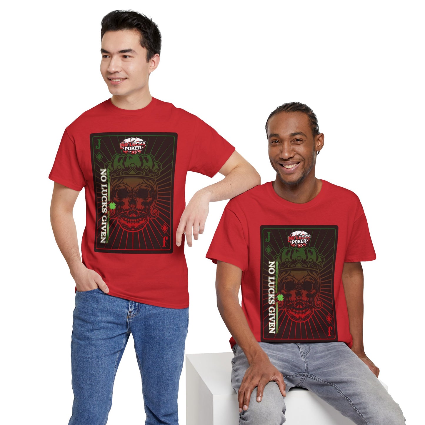 No Lucks Given – Jack Skull Crown Poker Tee (Green & Red Edition)