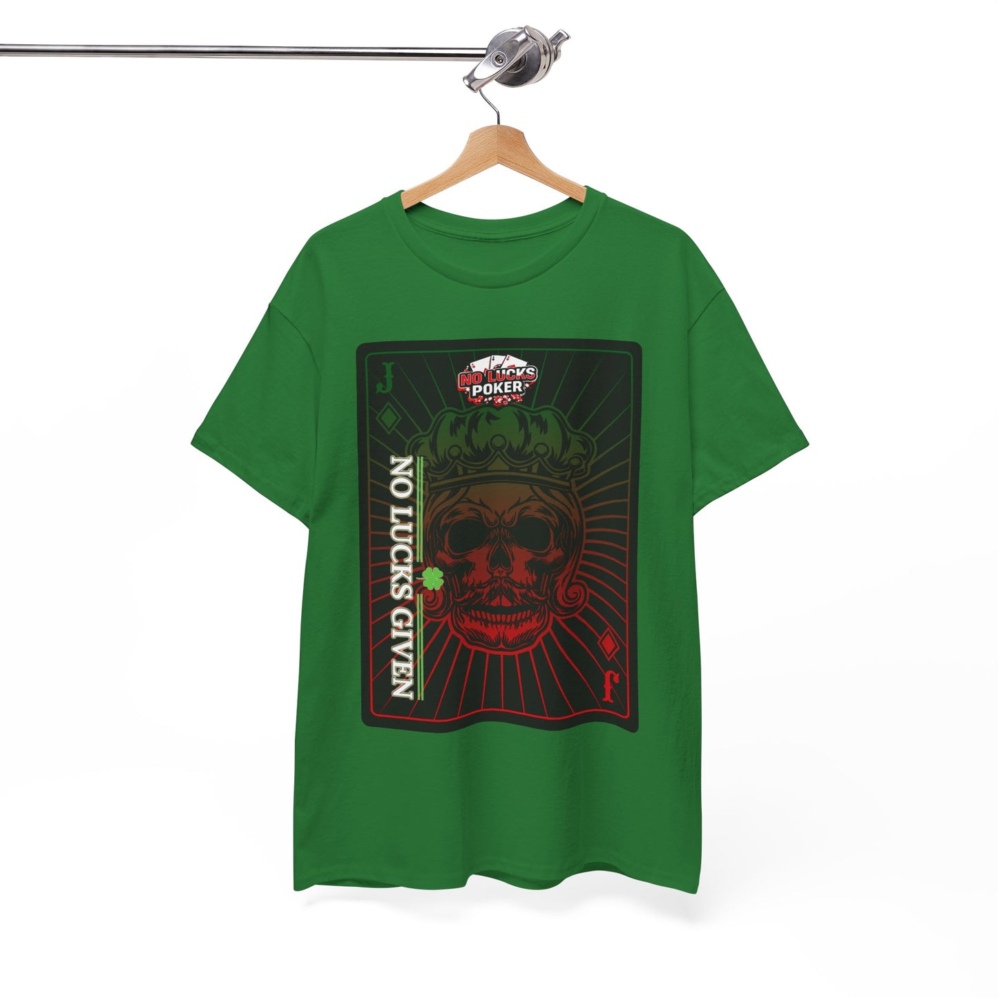 No Lucks Given – Jack Skull Crown Poker Tee (Green & Red Edition)