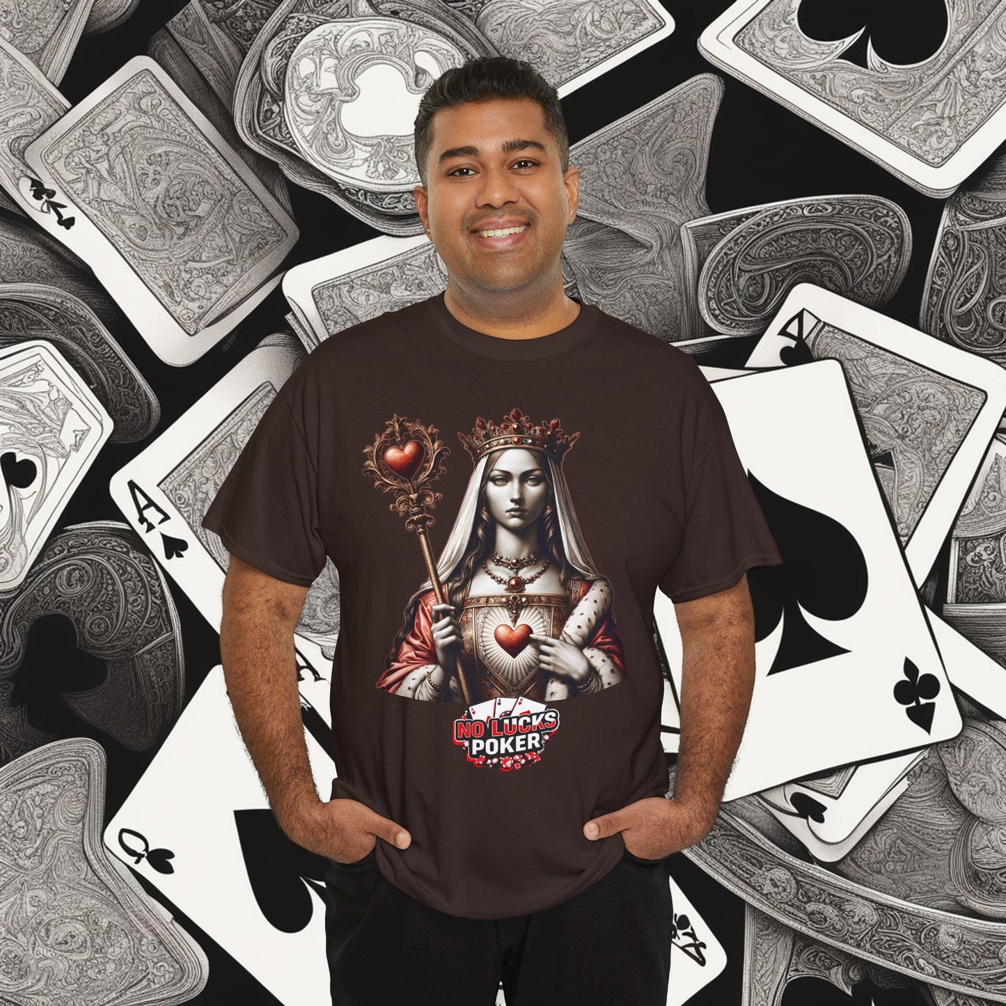 Queen of Hearts Poker T-Shirt | Unisex Heavy Cotton Tee