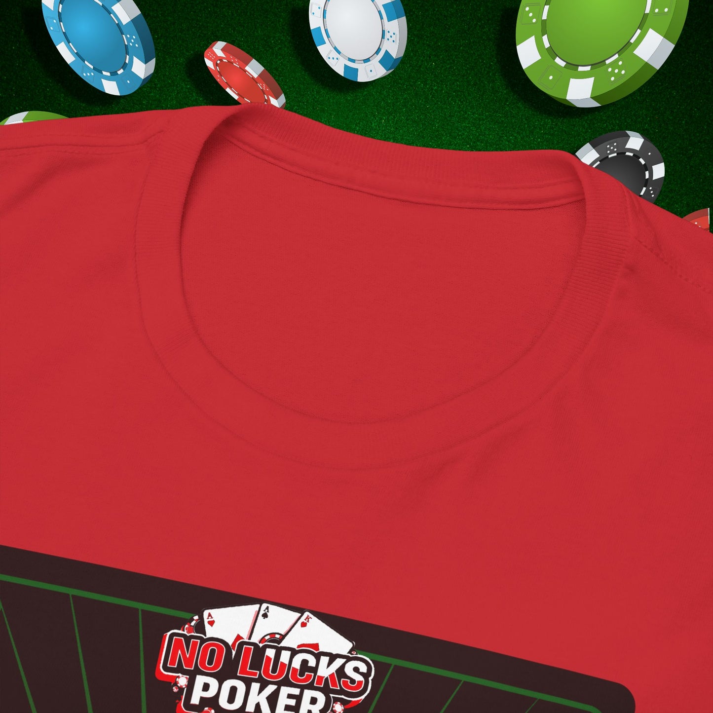 No Lucks Given Royal Skull King of Diamonds Red and Green Poker T-Shirt Must have Good Luck All-in