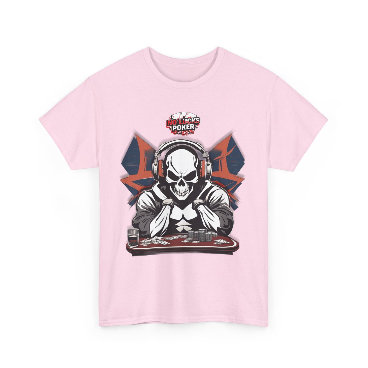 No Lucks Given – Hero/Villain Poker Skull Tee (Headphones Edition)
