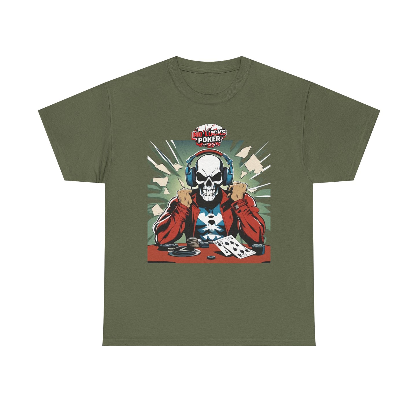 No Lucks Given – Poker Skull w/ Headphones Tee (Hero/Villain Edition)