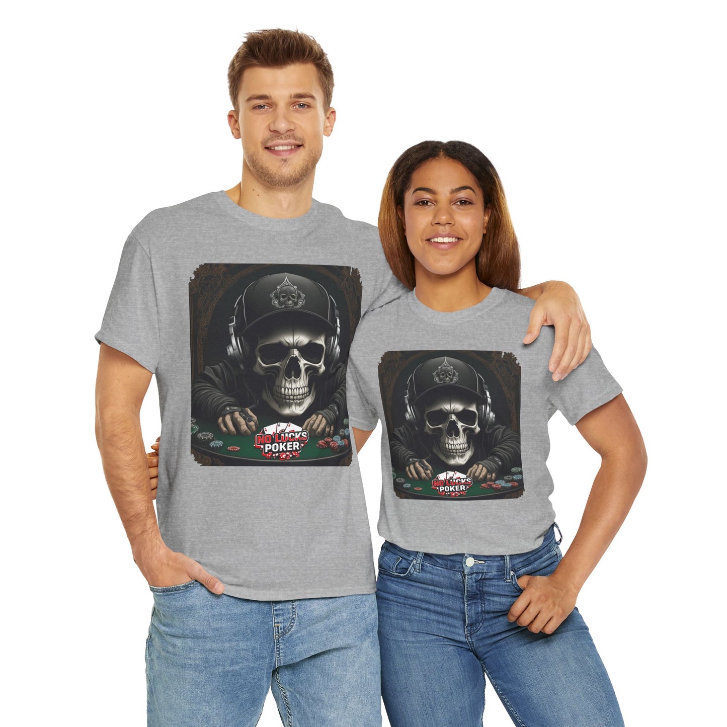 No Lucks Given – Hoodie Skull & Headphones Poker Tee